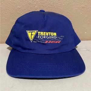 Vintage Trenton Forging Racing Logo Blue Snapback Hat Cap Yupoong